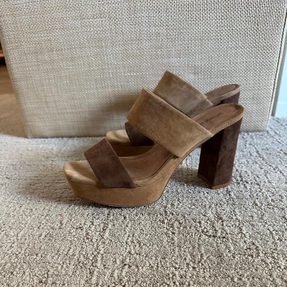 JEFFREY CAMPBELL PLATFORM SANDALS BROWN & TAUPE SIZE 8